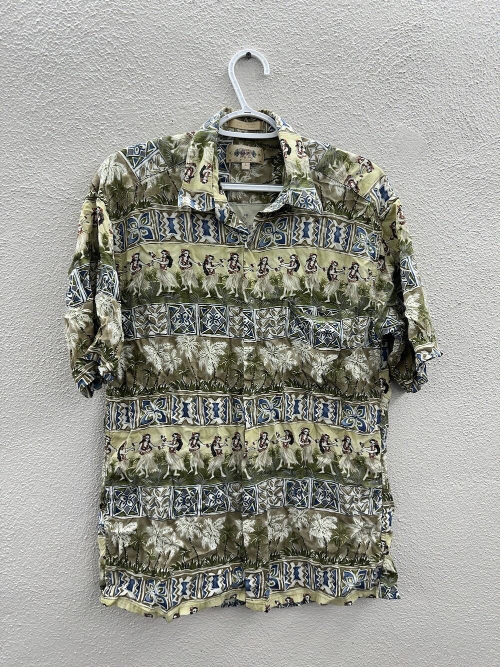 Campia Moda Mens Shirt Size Large Hawaiin Short Sleeve Button Up Vintage
